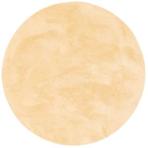 Tapis en fausse fourrure rond uni jaune 160x160 cm