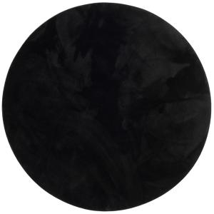 Tapis en fausse fourrure rond uni noir 120x120 cm