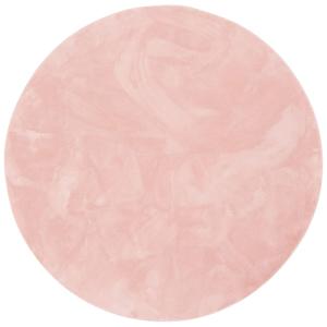 Tapis en fausse fourrure rond uni rose 160x160 cm