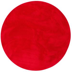 Tapis en fausse fourrure rond uni rouge 160x160 cm