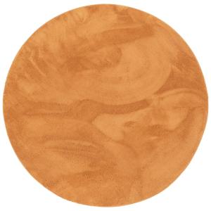 Tapis en fausse fourrure rond uni terre cuite 160x160 cm