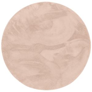 Tapis en fausse fourrure rond uni vieux rose 160x160 cm