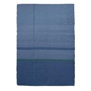 Tapis en fibres recyclées tissé à la main bleu 160 x 230