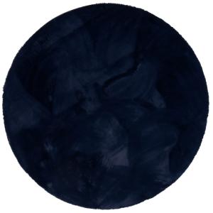 Tapis en fourrure doux rond bleu foncé 160x160 cm