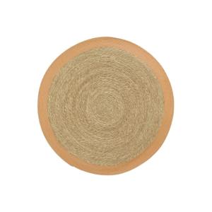 Tapis en jonc 120 cm naturel bordure colorée orange