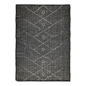Tapis en jonc de mer motif tribal noir 120x170