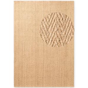Tapis en Jute 160x230cm à chevrons Fait Main Beige