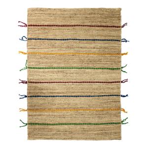 Tapis en jute avec tresses en laine multicolores 120x170