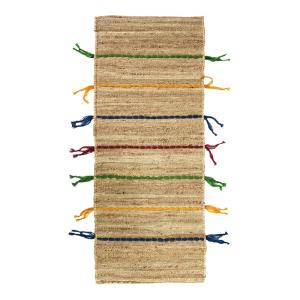 Tapis en jute avec tresses en laine multicolores 50x150