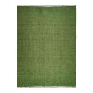 Tapis en jute et coton avec franges vert foncé 120x170