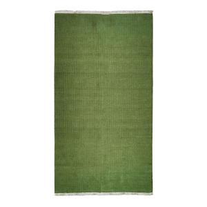 Tapis en jute et coton avec franges vert foncé 80x150