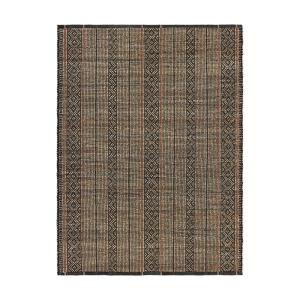 Tapis en jute naturelle et coton noir 140 x 200 cm