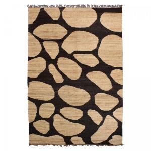 Tapis en jute tissé à la main motif rond, beige 120x180