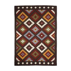 Tapis en laine à motifs aztèques marron 160x230