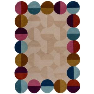 Tapis en laine beige, rose, violette et bleue 160x230cm