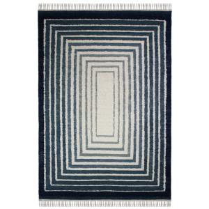 Tapis en laine bleue et beige 140x200cm