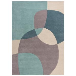 Tapis en laine bleue, grise et beige 120x170cm