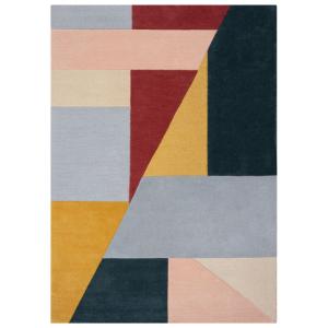 Tapis en laine bleue, verte, jaune, rouge et beige 200x290cm