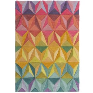Tapis en laine bleue, violette, jaune, rose et verte 160x23…