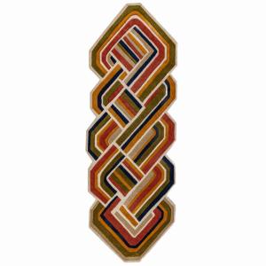 Tapis en laine de couloir rouge, verte, bleue et beige 80x3…