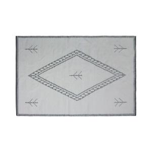 Tapis en laine écru à motif noir graphiques 140 x 200 cm