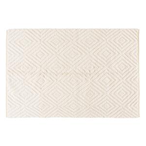 Tapis en laine et coton écru motifs graphiques 140x200