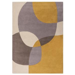 Tapis en laine jaune, grise et beige 160x230cm
