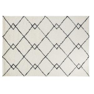 Tapis en laine motifs graphiques noirs et beiges 140x200