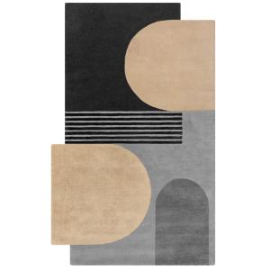 Tapis en laine noire, grise et beige 120x180cm