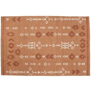 Tapis en laine nouée main vieux rose et broderies écrues 14…