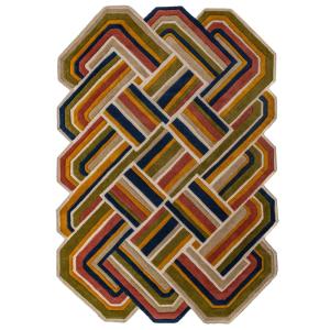 Tapis en laine rouge, vert, bleue et beige 200x300cm