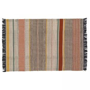 Tapis en laine tissé à plat avec motifs et franges 160 x 23…