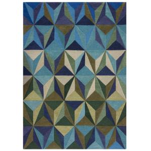 Tapis en laine verte et bleue 120x170cm