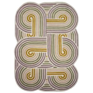 Tapis en laine verte, rose, jaune et violette 200x300cm