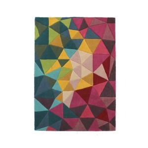 Tapis en laine violette, marron, jaune, verte et beige 160x…