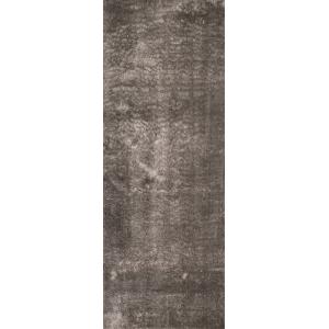 Tapis en polyester brillant motif uni taupe 67x180