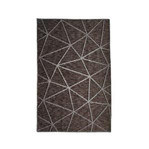 Tapis en polypropylène et coton motif triangles brun 120x17…