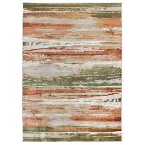 Tapis en viscose orange/vert/ocre, 200x290 cm