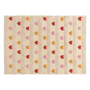 Tapis enfant coeurs avec relief coton multicolore 120x170 cm