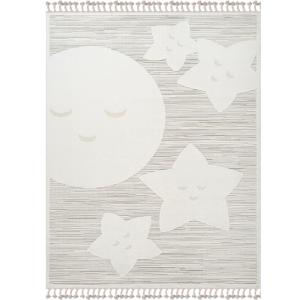 Tapis enfant doux motif étoiles blanc 120x180