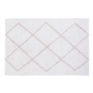 Tapis enfant en coton écru motifs graphiques roses 120x180