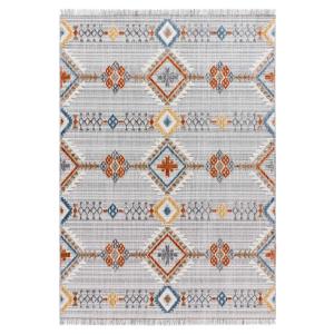 Tapis ethnique avec relief et franges, multicolore, 136x200…