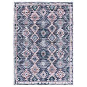 Tapis ethnique bleu/rose/gris 80x150 cm