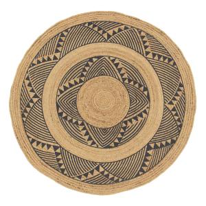 Tapis ethnique design en jute beige Ø 160