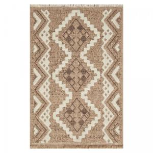 Tapis extérieur 120x170 tissé kilim marron et gris ZEPHYR