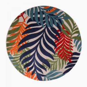 Tapis exterieur 150x150 rond bleu, rouge, orange, vert