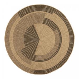 Tapis exterieur 160x160 rond beige, noir