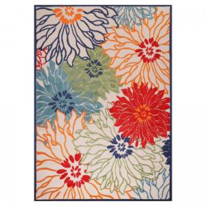 Tapis exterieur 160x230 bleu, beige, orange, rouge