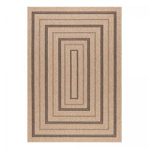 Tapis extérieur 200x290 tissé kilim beige et noir JUTE ART…