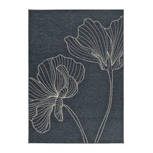 Tapis extérieur fleurs gris 130x190 cm